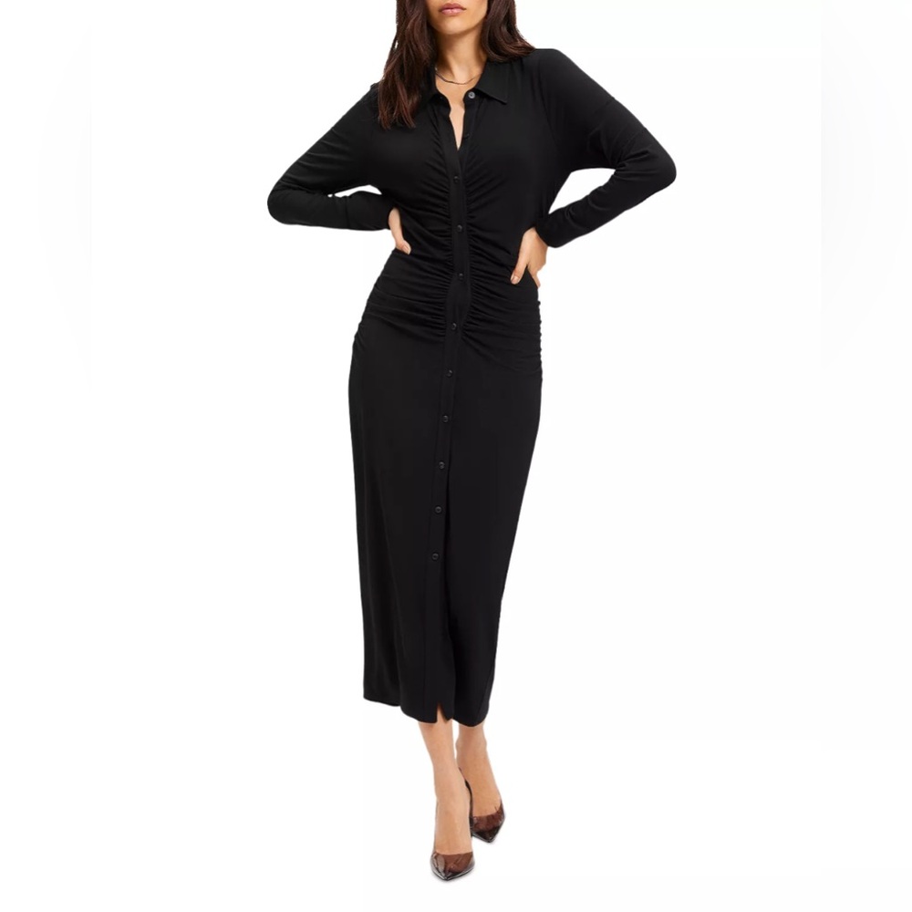 Good American Good Touch Ruched Midi Dress